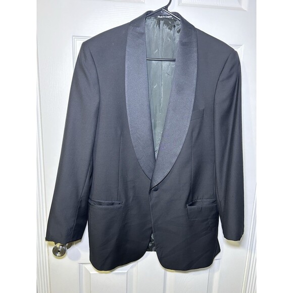 Yves Saint Laurent Men’s D’Orsay 50516 Worsted Wool Blazer Black Size 40R - Picture 1 of 8